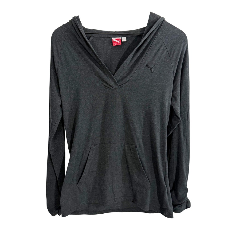 Puma Lightweight Pullover Hoodie Shirt Gray Medium Activewear Athleisure Gym
